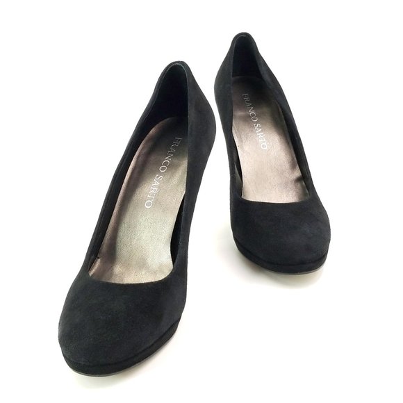 Women's Black Suede High Heel Shoes - Picture 5 of 8